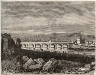 Roanne - Loire, i Rhone-Alpes-regionen - gravering i "La France illustrée: geografi, historie, statistisk administrasjon" av V.A. Malt-Brown. 1884