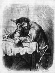Romersk såpeopera: "" Horace"" av George Sand (Aurore Dupin, Baronne Dudevant) (1804-1876). "Horace var engasjert i litterære essays." Gravering i "" Les bons romances""