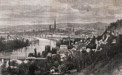 Rouen - Seine-Maritime - gravering i "La France illustree: geografi, historie, statistisk administrasjon" av V.A. Malt-brun. 1884