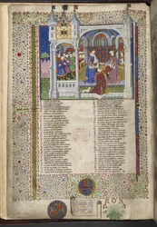Royal 15 E. VI, f.2v Margaret of Anjou, sittende sammen med sin mann kong Henry VI, illustrasjon fra 