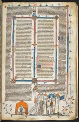 Royal MS 10 iv f.202r Attacking a Fortified Castle and Marginal Decoration, illustrasjon fra 