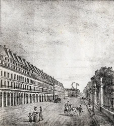 Rue de Rivoli, Paris - quot;Det pittoreske alfabetet til monumentene i Parisquot; ca. 1840 (gravering)
