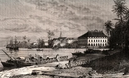 Saigon - Vietnam - Ho-Chi-Minh City (Ho Chi Minh City) - engraving in “La France illustree: geography, history, statistical administration” by V.-A. Malt-Brown. 1884