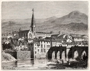 Saint-Antonin-Noble-Val (Saint Antonin Noble Val) - Languedoc-Roussillon-Midi-Pyrenee - gravering i "Frankrike illustree: geografi, historie, statistisk administrasjon" av V.A. Malt-brun. 1884