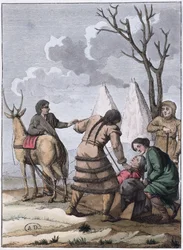 Samoyede ekteskap, 1811 (fargegravering)