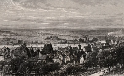 Sarreguemines - Moselle - gravering i "La France illustrée: geografi, historie, statistisk administrasjon" av V.A. Malt-Brown. 1884