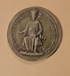 Segl av Ludvig IX (1214-70) med et septer og en fleur de lys, ca. 1252