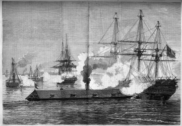 Løsrivelseskrig (1861–1865) eller amerikansk borgerkrig – Sjøslaget ved Newport News (Virginia) – 8.–9. mars