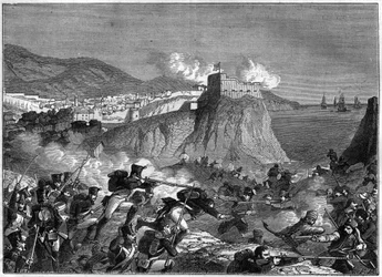 Beleiring av Ragusa (Republikken Ragusa) (Ragusa på kroatisk Dubrovnik) under Napoleonskrigene i mai og juni 1806 (Dalmatia-kampanje av general Molitor og Lauriston) - i "" History of the Empire following the history of the consulat"" av Adolphe Thier
