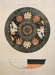 Sirener, kopi av en original antikk gresk vase fra Camiros nekropolis