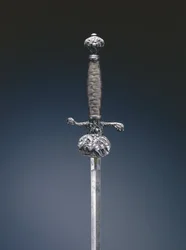 Small sword (steel, copper alloy inlays, wood & steel wire)