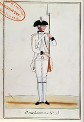Soldat fra Regiment de Bourbonnois, ca. 1780