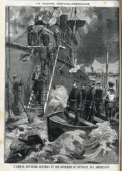 Den spanske admiral Cervera og hans offiserer overga seg til amerikanerne. Cubas uavhengighetskrig, som var under spansk styre, brøt ut i 1895, og cubanerne ba amerikanerne om å gripe inn. Dermed begynte og endte krigen mellom Spania og Amerika i 18