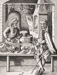 Spur Maker, reproduksjon av et tresnitt av Jost Amman (1539-91) fra 
