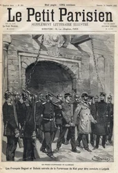 Spy trial in Germany: the French Daguet and Dubois taken from Kiel fortress to Leipzig. One of the newspaper " Le petit Parisien”” on 10/12/1893 (engraving)