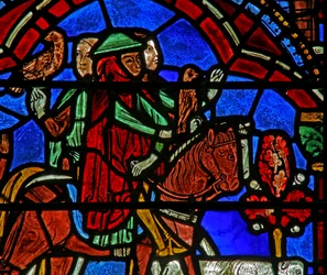 St Cheron-vindu: hest og hund (w15)