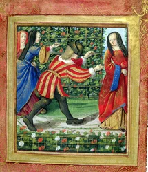 Stowe 955 f.7 Mann og kvinne som spiller Blind Man