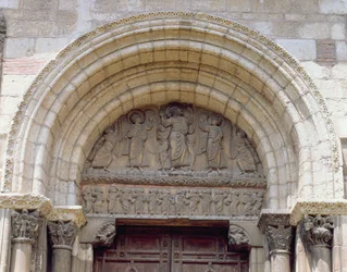 The Ascension, tympanon fra Porte Miegeville, ca. 1120