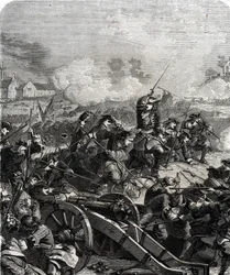 Slaget ved Landen eller Neerwinden ble utkjempet i dagens Belgia 29. juli 1693 under niårskrigen (gravering)