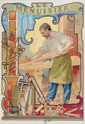 Snekkeren, illustrasjon fra en bok om håndverket, ca. 1899