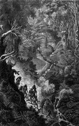 The Chinese Empire: the Yunnan and Tonkin border route. Engraving in “” Le Journal de la jeunesse””