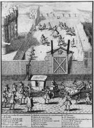 Convulsionaries av Saint-Medard ført til fengselet i La Bastille, ca. 1730
