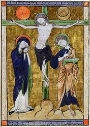 Korsfestelsen, fra en psalter, ca. 1215