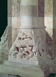 Lasarus og den rike mannens død, fra en hovedstad i kirkeskipet, ca. 1150