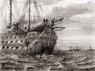 HMS Agamemnon legger den transatlantiske telegrafkabelen, 2. august