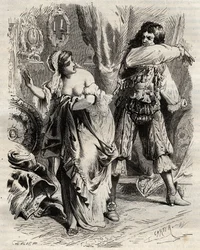 The Marquis of Montespan, Louis Henri (Louis-Henri) de Pardaillan de Gondrin (1640-1691), slapped his wife, the Marquise of Montespan (Francoise Athenais) by Rochechouart Mortemart (or Madame de Montespan) (1640-1707), for she refused to him by order of Ki