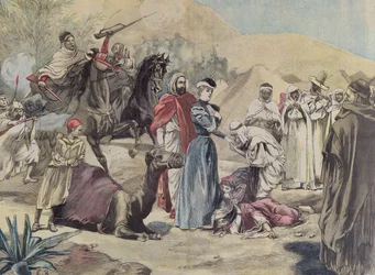 Ekteskapet mellom en europeisk kvinne med en arabisk høvding, fra Le Petit Journal, 1899