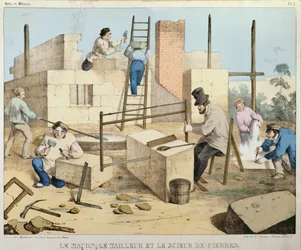 Mureren, steinhoggeren og steinsageren, ca. 1860