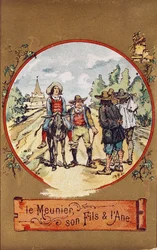 The Miller, his Son and the Donkey, ca. 1880 (farget gravering)