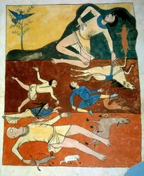 Miniature Universal Deluge hentet fra kommentarene til "The Apocalypse ifølge Saint John" skrevet i 775 av munken Beatus av Liebana