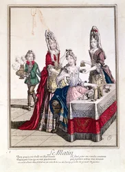 The Morning, Lady at her Toilet, 2. halvdel av 1600-tallet (fargegravering)