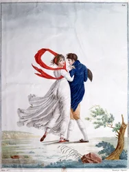 The Morning Walk, ca. 1800 (fargegravering)