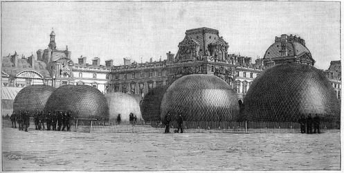 Parc des ballonger satt opp ved Tuileriene under festivalen i Paris i 1888.