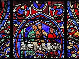 The Prodigal Son-vinduet: omfavner en av kurtisanene (w35)