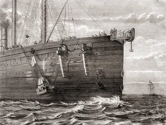 S.S. Great Eastern lanserer en bøye i sjøen for å markere stedet for en tapt transatlantisk telegrafkabel