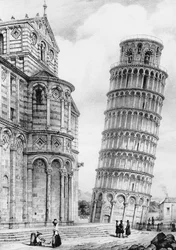 Tårnet og katedralen i Pisa (gravering)