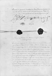 Pyreneene-traktaten, signert av kardinal Jules Mazarin (1602-61) og Don Luis Mendez de Haro (1598-1661) 7. november 1659