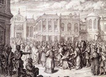 Fødselen til Papesse Jeanne - i "" History of the Papesse Jeanne"" av M. de Spanheim, Haag