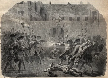 Briganden Louis Dominique Garthausen dit Cartridge (1693-1721) og hans følgesvenner som skal desuitalisere Hotel Desmaretz i Paris, blir overrasket og angrepet av bueskytterne etter en hard kamp, de flykter gjennom takene - den franske briganden Louis Domi