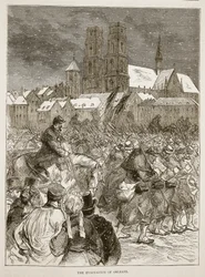 Evakueringen av Orleans, desember 1870, illustrasjon fra Cassells historie om krigen mellom Frankrike og Tyskland, 1870-1871