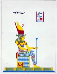 Gudinnen Neith, illustrasjon fra Pantheon Egyptien: samling av mytologiske karakterer fra det gamle Egypt av Jean-Francois Champollion, utgitt ca. 1986