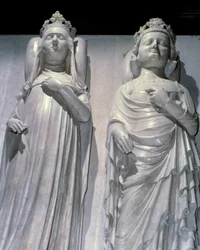 Marmorforekomstene til dronning Joan av Evreux (1307-1371) og kong Charles IV Le Bel (1294-1328). Det er samme modell som Maubuisson, laget etter ordre fra dronningen av Jean de Liege (kjent rundt 1357-1381). Basilica of Saint Denis, kongelig nekropolis.