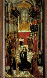 Kroningen av Ludvig XII (1462-1515) i katedralen i Reims den 27. mai 1498. Maleri på tre av den franske skolen fra 1500-tallet. 1501. Mål: 1,95x0,5 m. Paris, Nasjonalmuseet for middelalderen, Thermes de Cluny