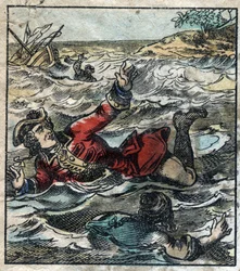 The sinking of Lemuel Gulliver. Illustration for “” Gulliver
