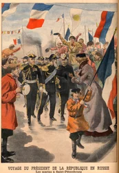 Besøket til Frankrikes president Loubet i Russland - Reise til republikkens president Emile Loubet til Russland. Sjømennene i St. Petersburg. Le Petit Journal, 8. juni