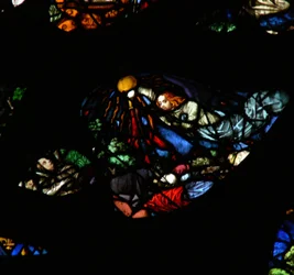 Enken fra den vestlige rosen som skildrer en scene fra Åpenbaringsboken: Fjerde hetteglass helles på solen, brennende menn (16:8).